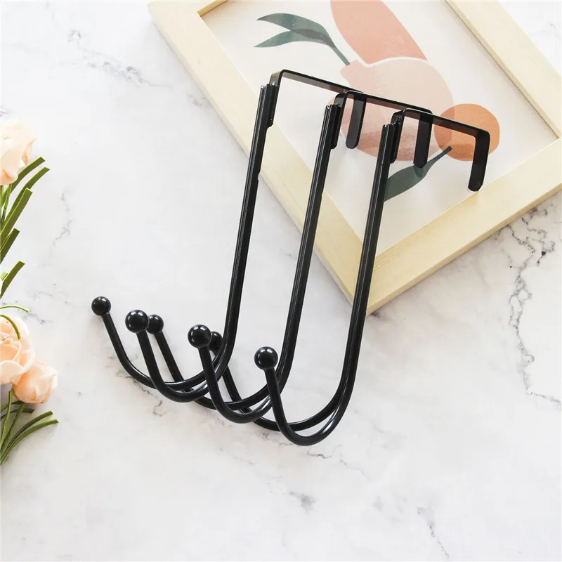 Bedroom Door Hooks Clothes Hanging Rack Over The Door Metal Home Storage Organization Double Hooks Purse Holder for Bags Rails