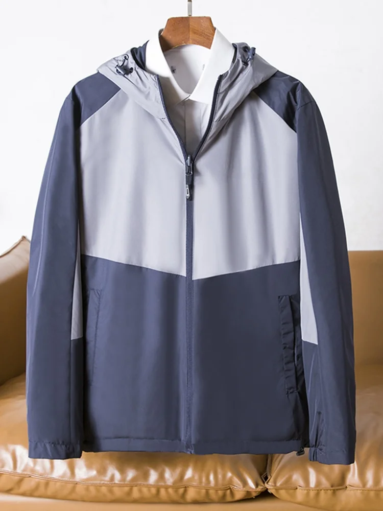 

Двусторонняя куртка-худи с цветным принтом, молодежная модная верхняя одежда, мужская одежда, приталенный крой, длинный рукав, застежка-молния