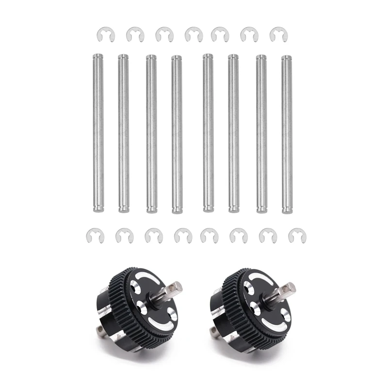 

8Pcs Suspension Pins 44Mm With E-Clips For 1/10 Traxxas Rustler Stampede Bandit & 2 Pcs Metal Differential Case Set