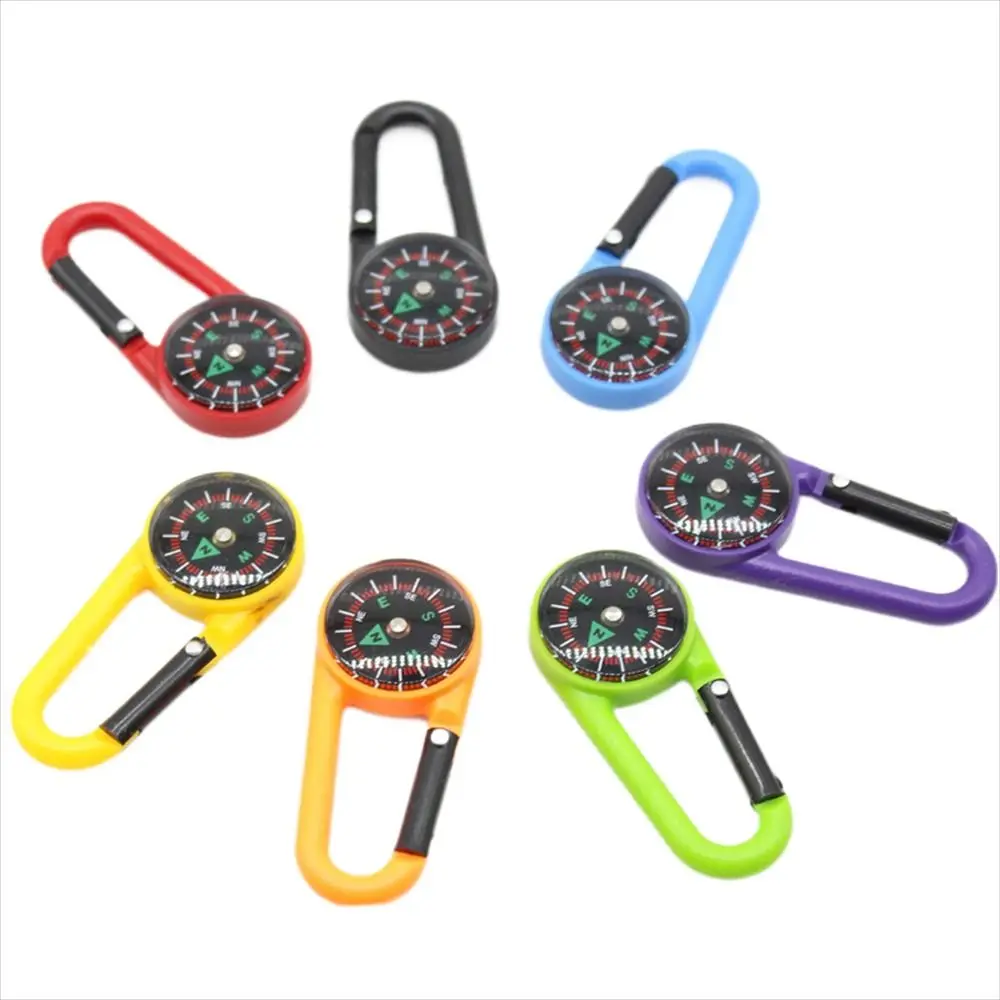 Multifuncional Snap Hook Buckle Compass, Camping Survival Kit, Caminhadas Mini Compass, Pequeno presente