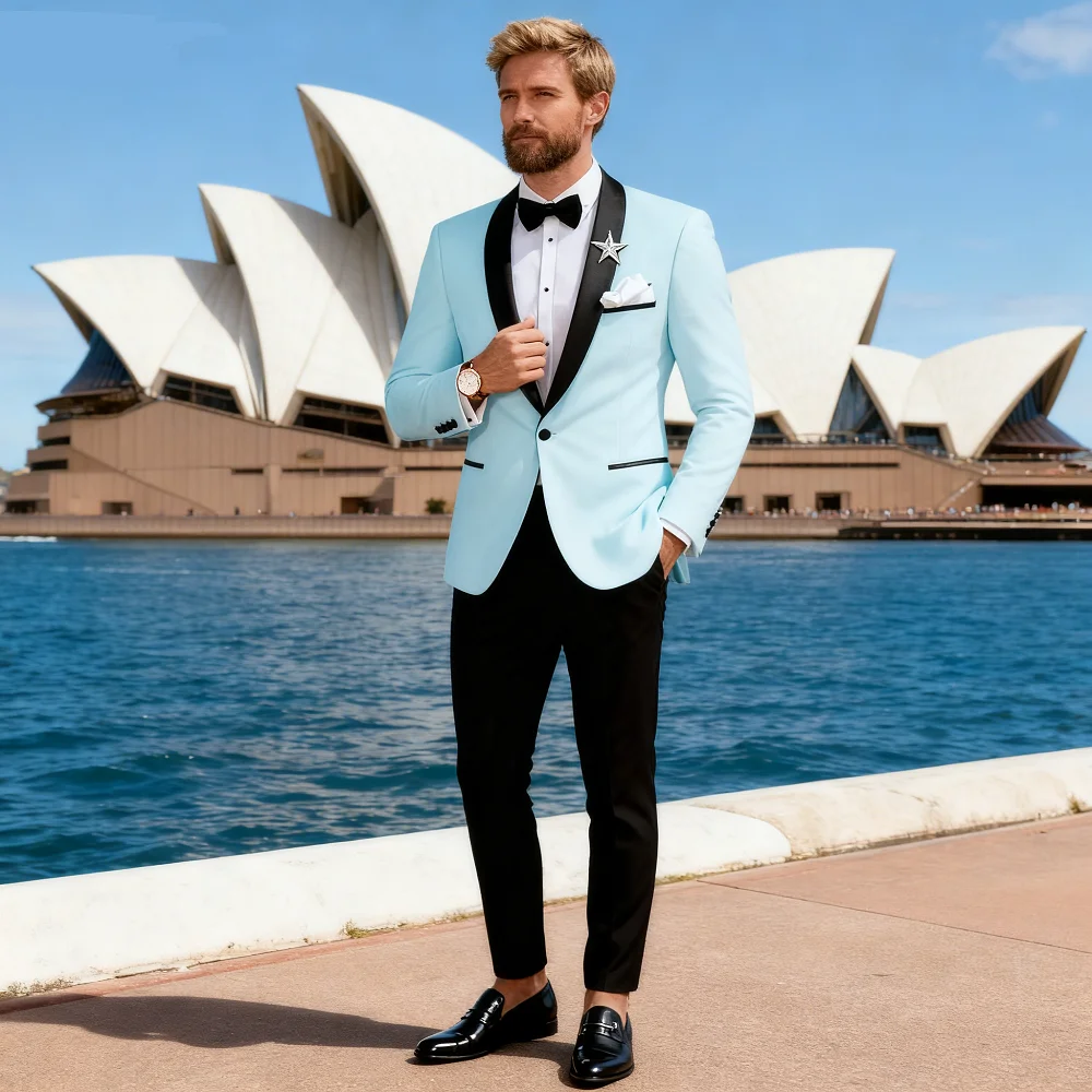 Homme coupe ajustée décontracté solide Blazer marié mariage costume veste meilleur homme dîner smoking manteau mode affaires