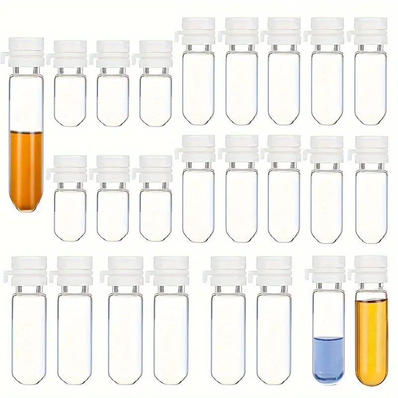 20pcs 2ml 3ml 5ml Glass Vials With Tear-Off Snap-On Seals Lids Round Bottom Sample Bottles DIY Potions, Perfume Samples, Serums