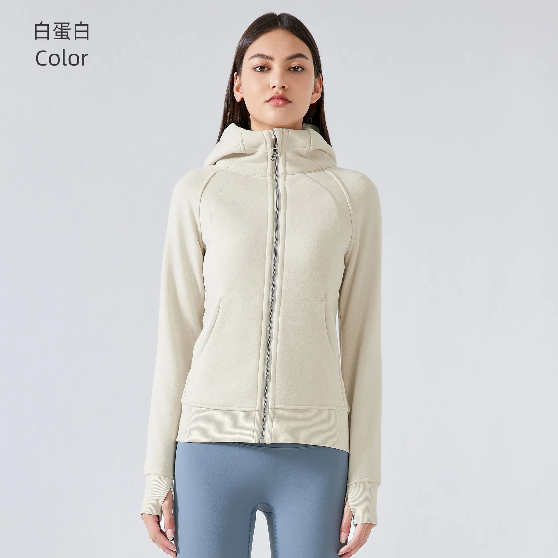 

Women's Fleece Lined Hooded Jacket - Thick Warm Athletic Zip-Up Sweatshirt, Outdoor Yoga Hoodie for Fitness and Casual Wear