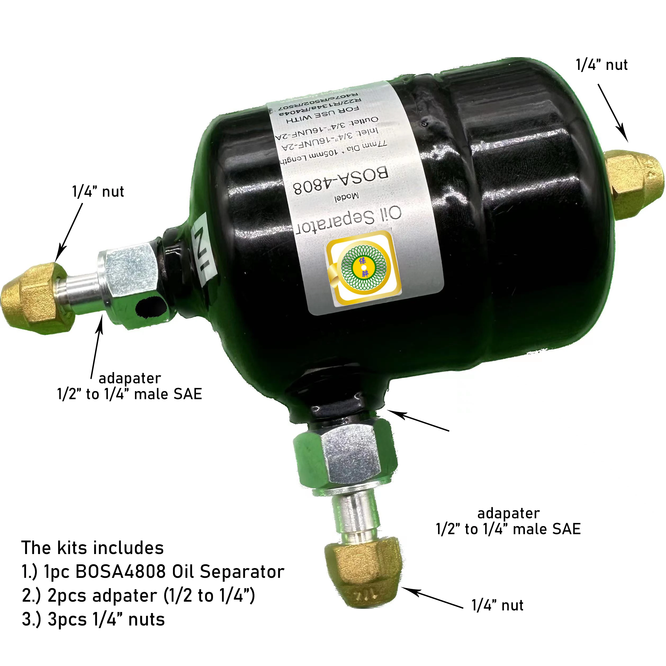Olieafscheider met capillaire klep is speciaal ontworpen voor kleine hermetische compressorvriezers om olie succesvol terug te voeren naar de compressor.