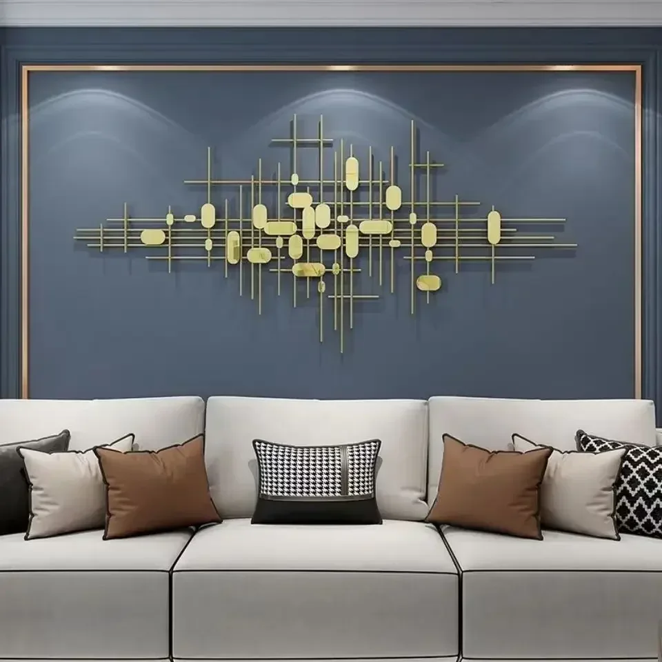 

Iron wall hanging light luxury sofa bedroom background wall decoration creative metal three-dimensional wall hanging