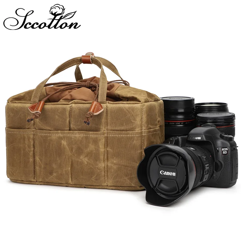 Single-lens reflex camera inner liner bag with drawstring, multi-functional accessory, digital photography hand-held storage bag