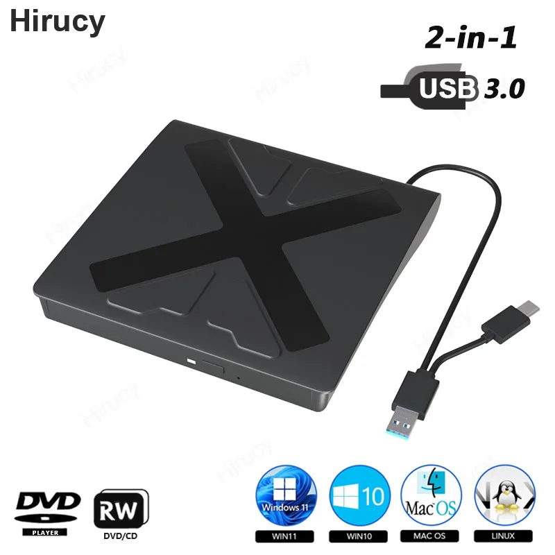 

USB 3.0 Type C External Optical Drive DVD CD RW Player Burner Reader Writer Luxury Disk Drive for PC Desktop Laptop Notebook