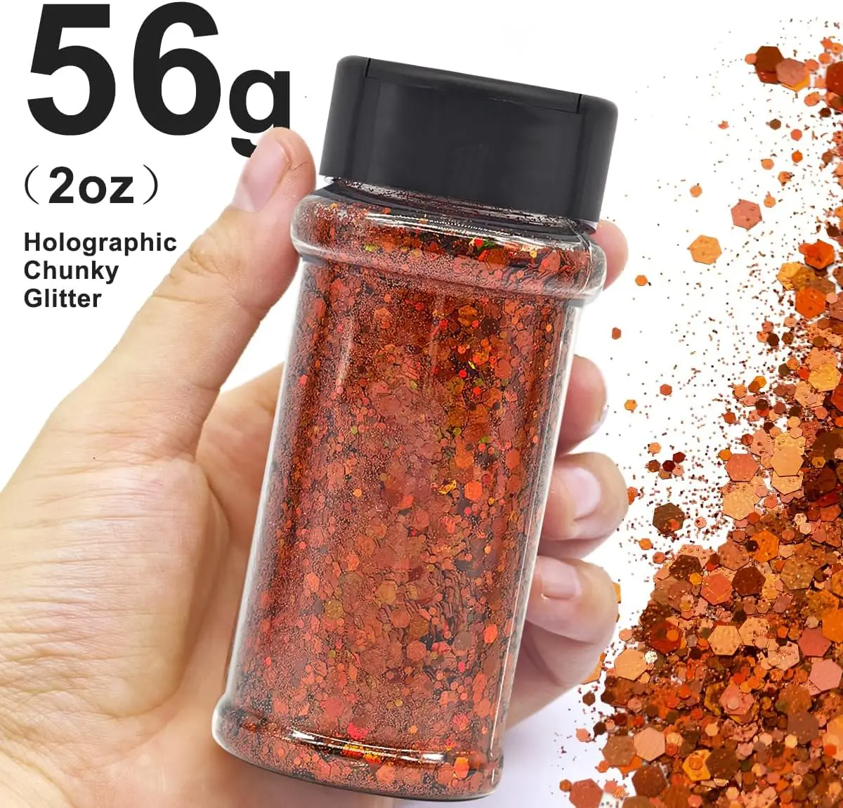 Zilveren holografisch - Craft Nail Glitter - 2oz Glitter Mix Chunky Glitter Bulk Kleuren in Shaker, Nail Glitter Decoratie