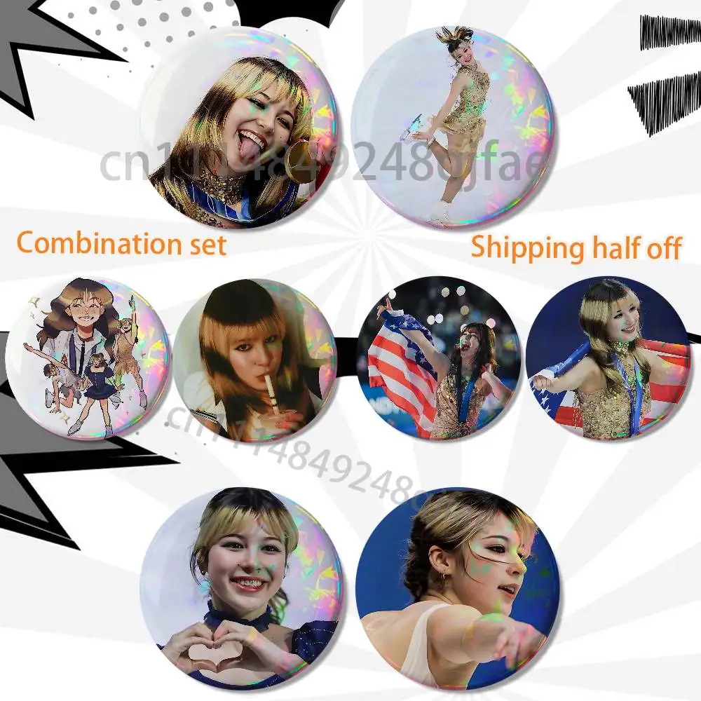 prime of youth Alysa Liu HD Print Round Lapel Pins Pretty Derby 2 piece set Round Display Brooches Brooch Badges