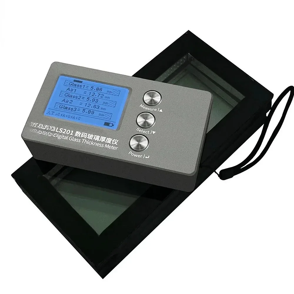 LS201 Digital Glass Thickness Meter Single Side Measure Insulated Double Triple Pane Glass Air Space IG Thickness Tester