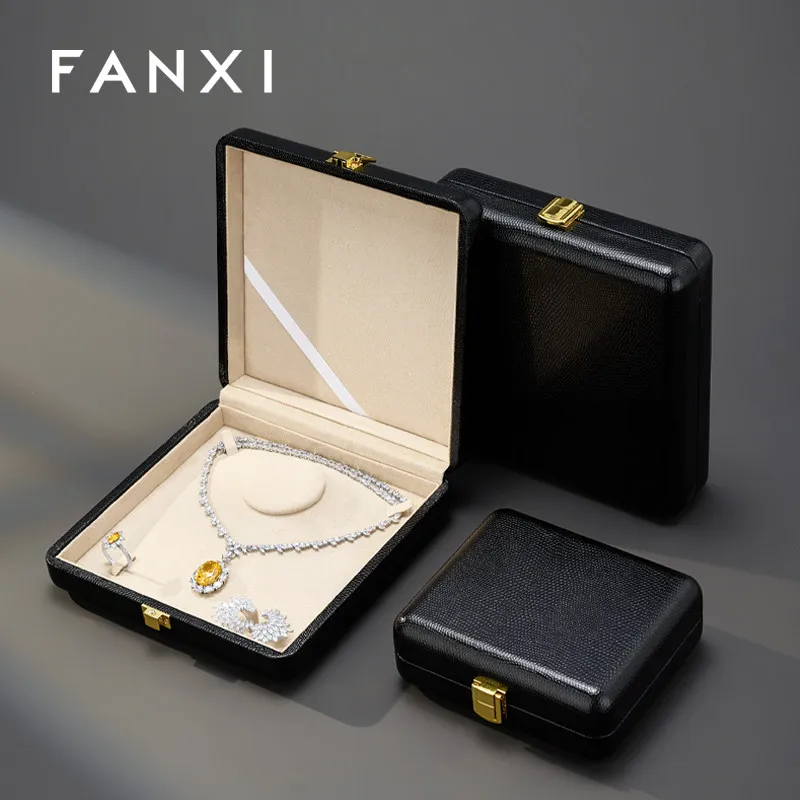 High end leather jewelry box, light luxury ring necklace display, storage box, jewelry display packaging box
