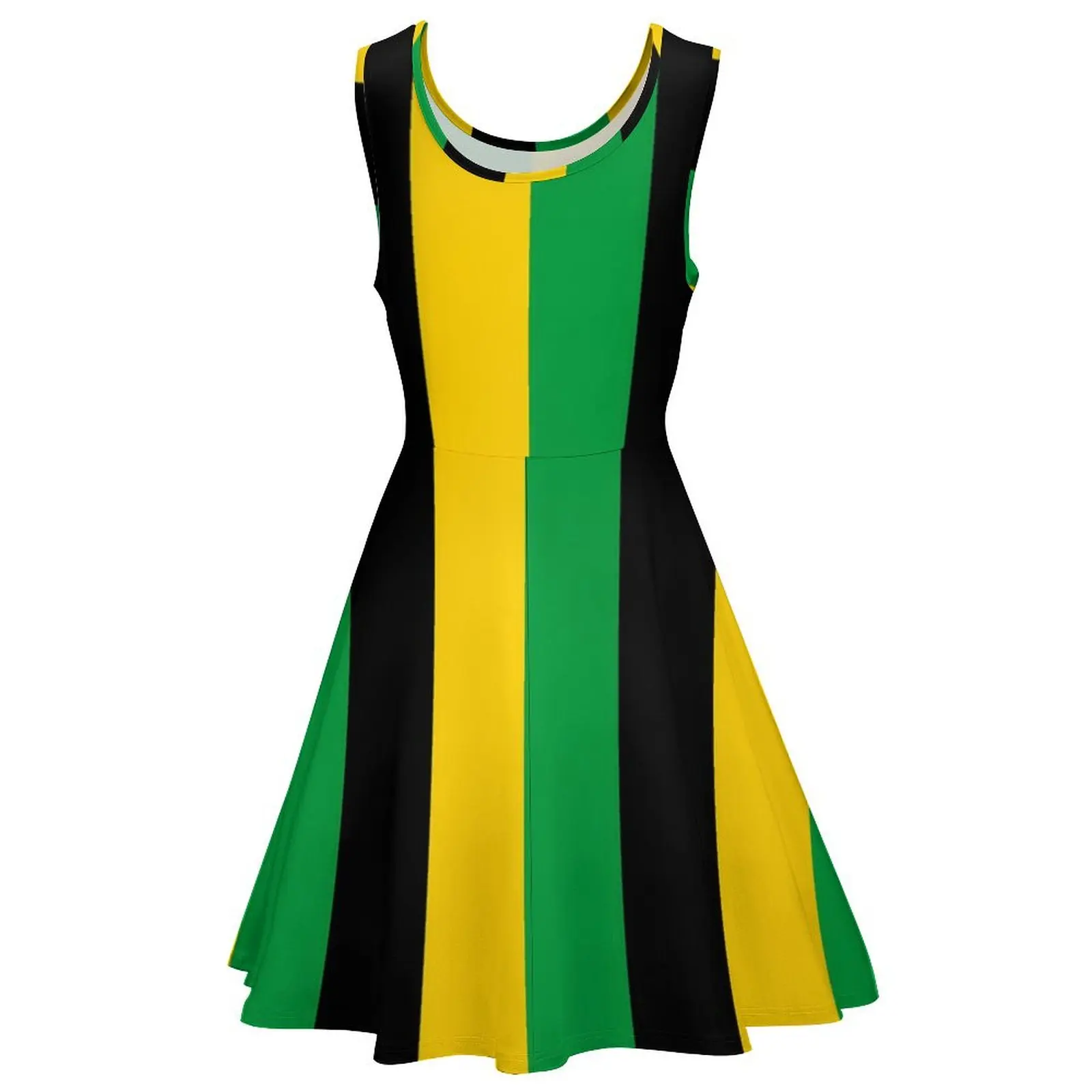 Jamaica Flag Print Dress Vertical Striped Sexy Dresses Sleeveless Streetwear Oversized Skate Dress Women Custom Clothes