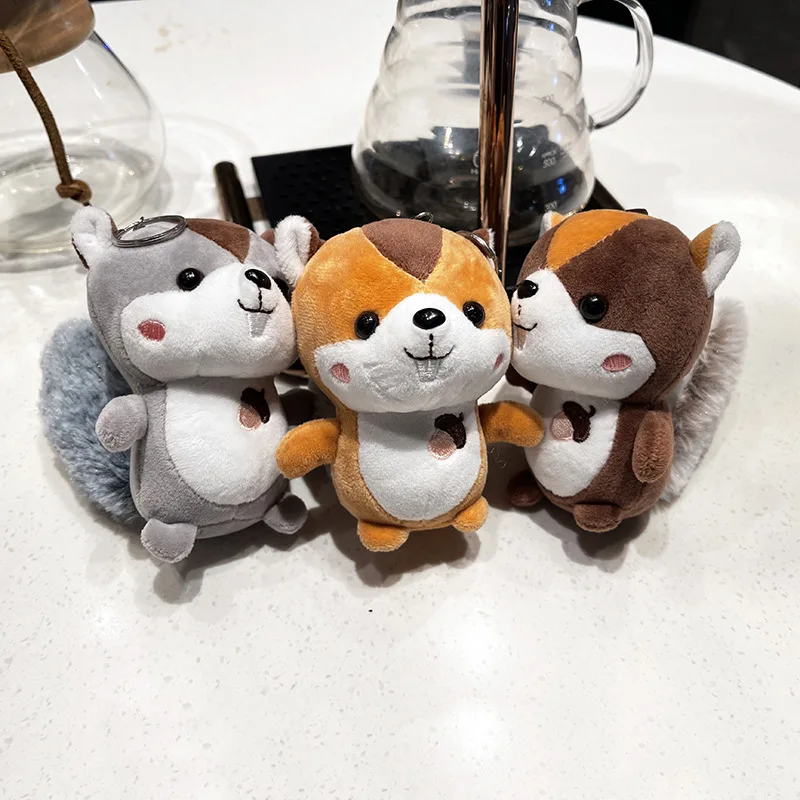Kawaii Squirrel Plush Toys Multicolor Simulation Animal Dolls Stuffed Soft Key/Bag Pendant Home Decorative for Children Girls