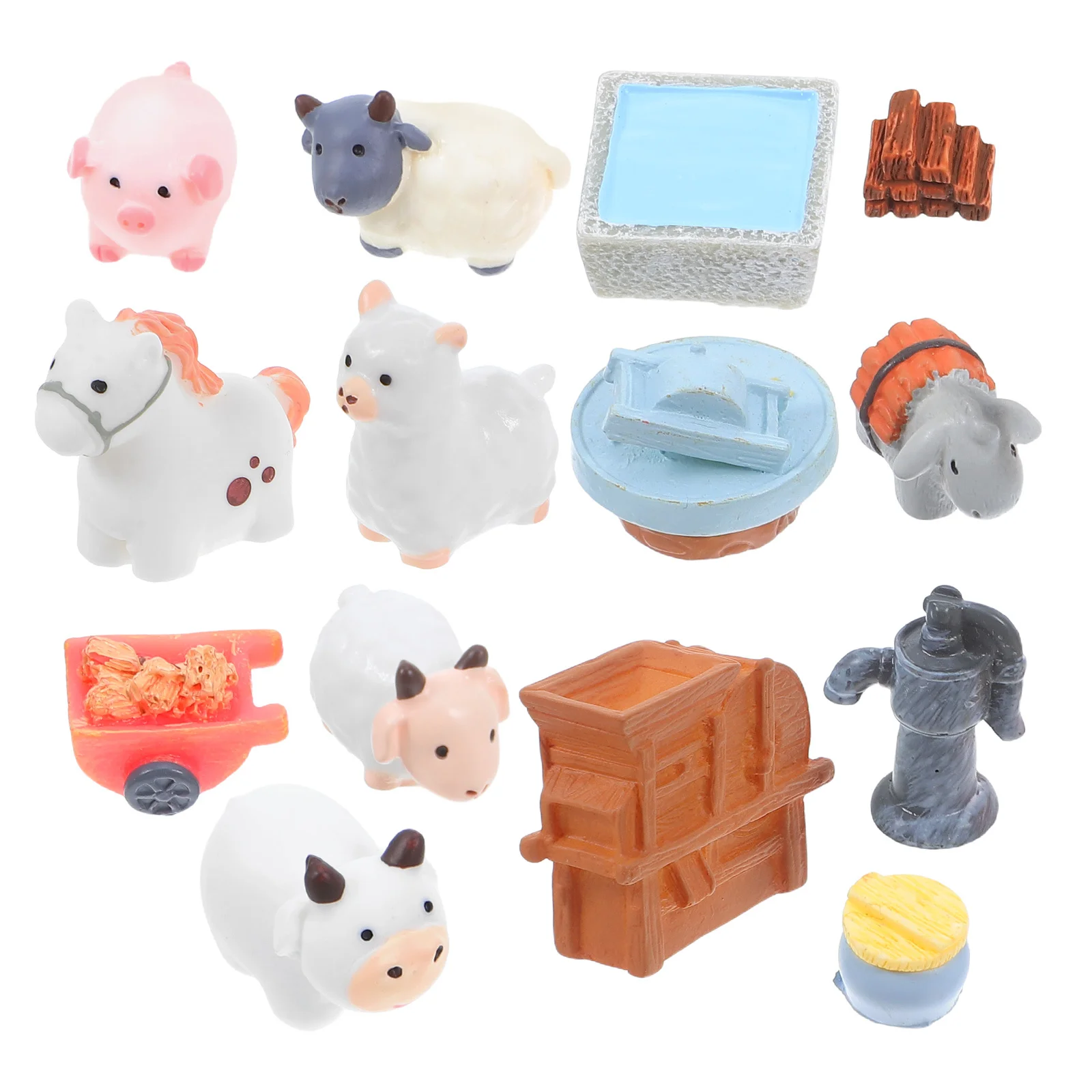 14 pièces Mini résine animaux figurines pour Micro paysage ferme bricolage fée jardin maison de poupée décor Miniature animaux enfants Playset maison