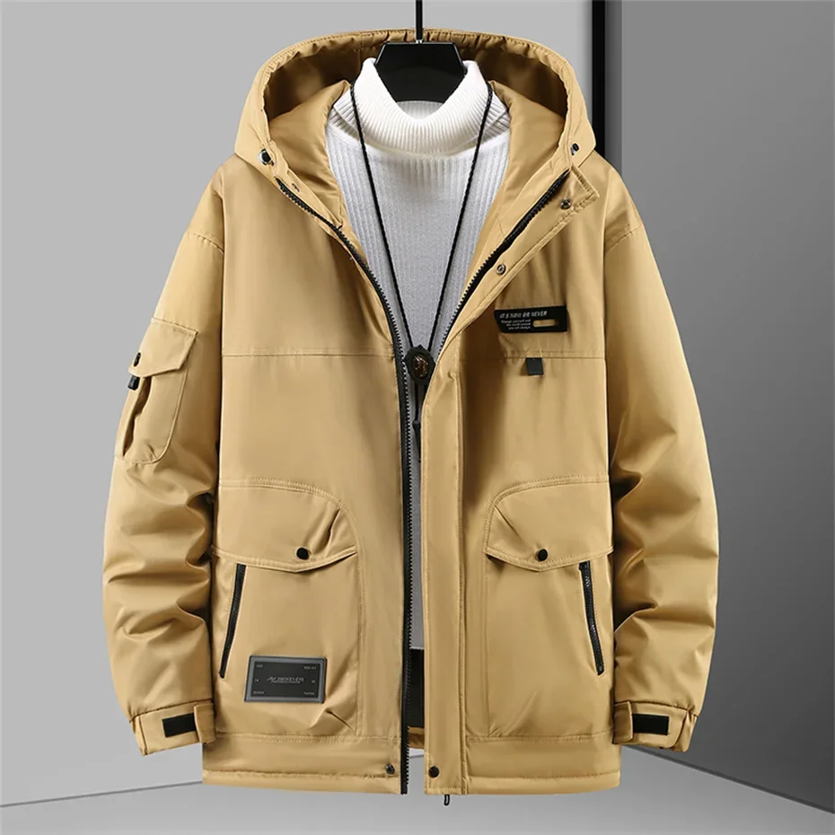 12XL 10XL Plus Size Cargo Parkas Men Winter Thick Jacket Waterproof Coat Fashion Casual Solid Color Parkas Male Big Size 12XL