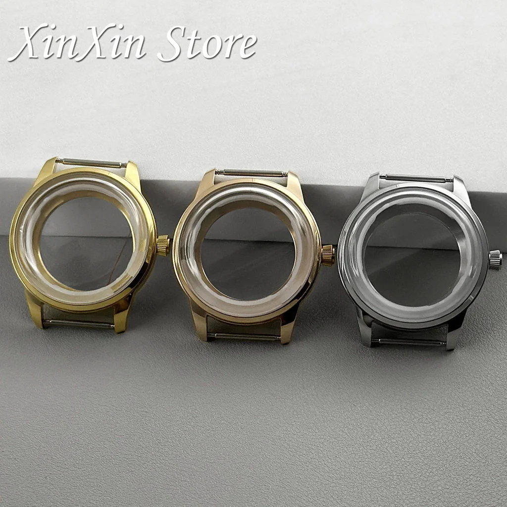 40mm NH38 NH35 Cocktails Watch Box Stainless Steel S Crown Silver Gold Arched Glass Watch Case Fit NH35 NH36 NH38 Movement