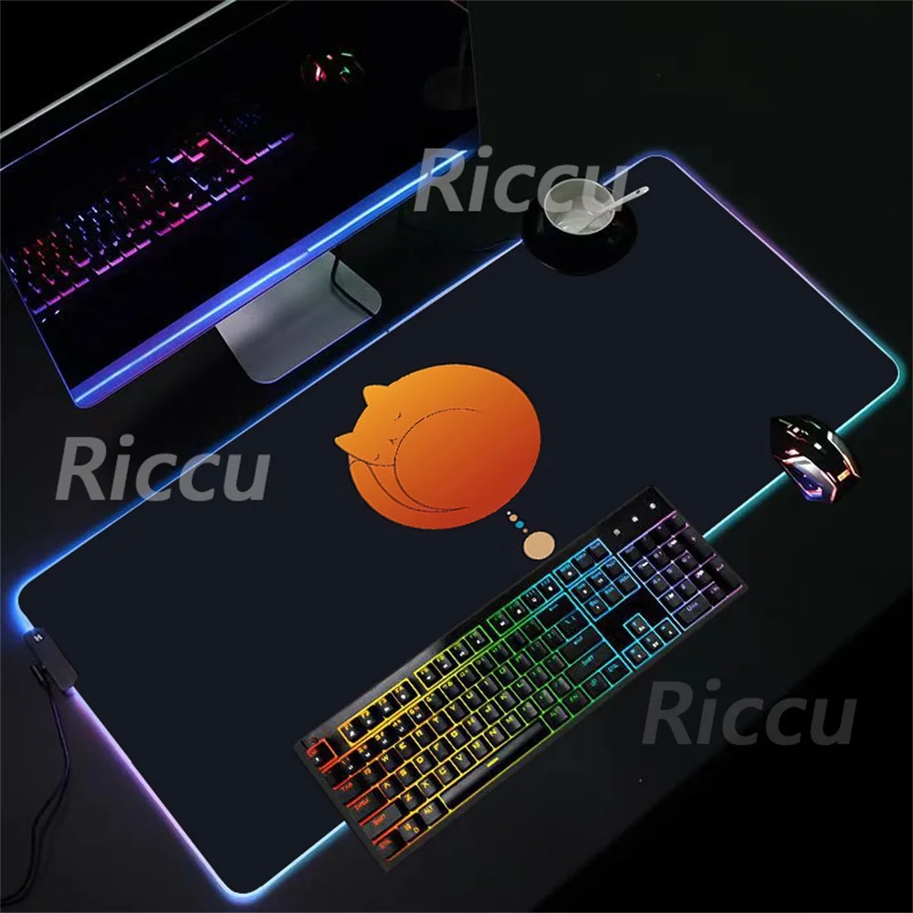 Japanese Mount Fuji Moon Cat Game LED illuminated game High definition print PC New image RGB Mouse Pad XXL accessory mouse pad