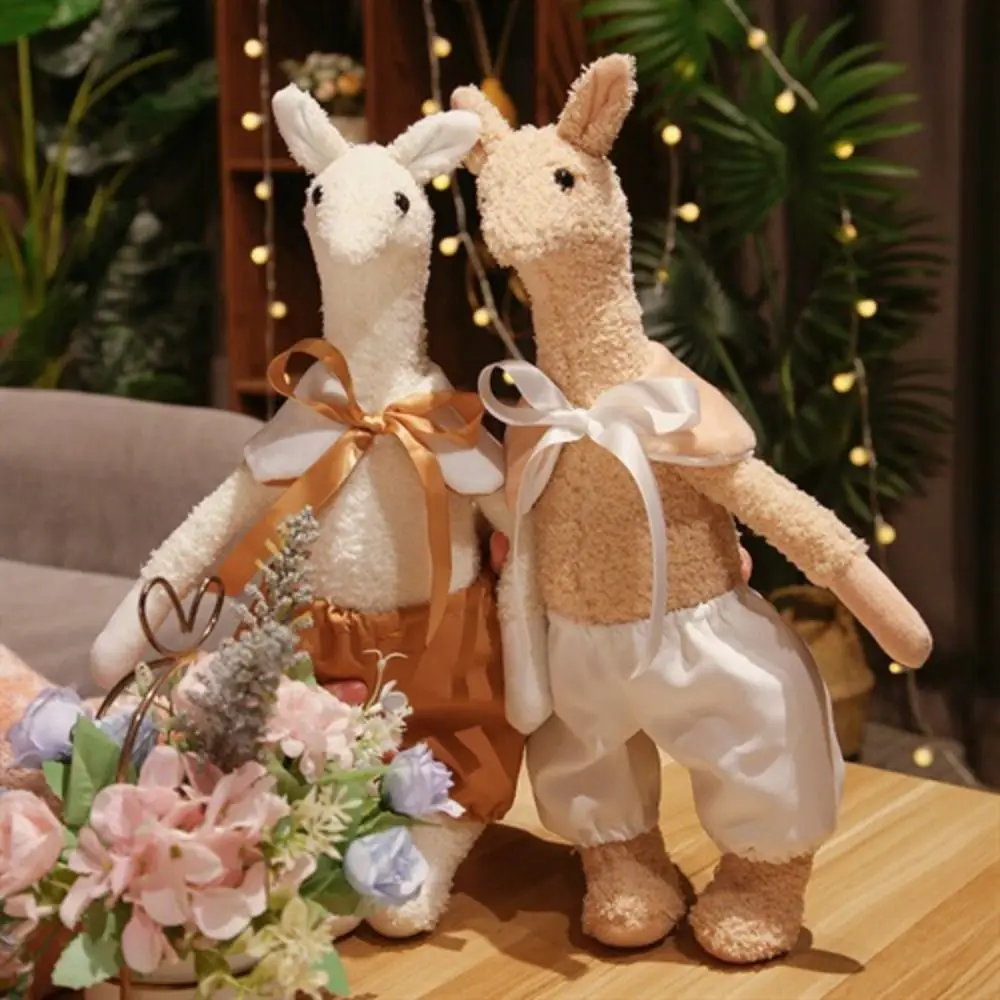 Fluffy Giraffe Plush Toy Handmade Interactive Stuffed Animal Giraffe Doll Collection Soft Children Stuffed Alpaca Doll