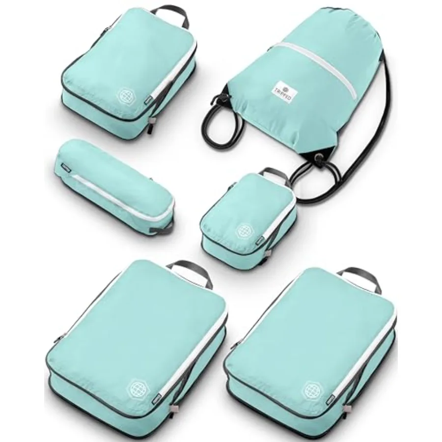 

Extra Large Compression Packing Cube 6 Piece Set for Travel and Check Luggage in Navy Blue with High-Density Polyester Fabric a