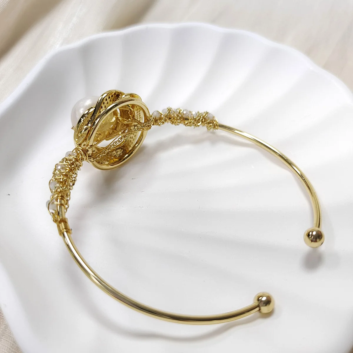 New freshwater pearl 24K gold plated gold charm bracelet jewelry female birthday gifts do not fade