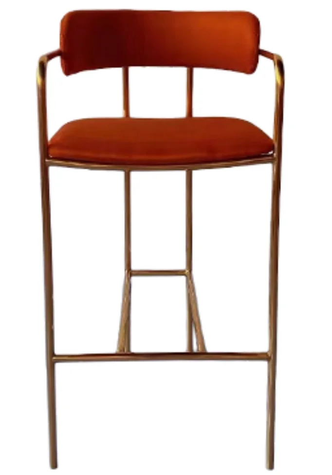 Light Luxury Art Stool Furniture Stainless Steel With Leather Cushion And Backrest High For Coffee Shop Modern Bar Chair