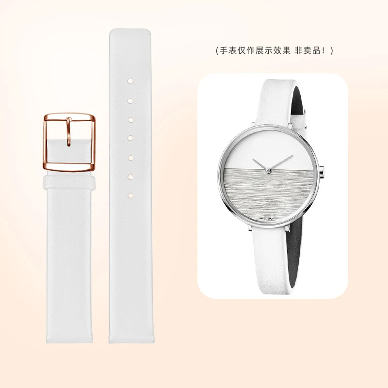 Ultra thin plain grain Watchband For CK Kevin Clay Small Women's Leather Watch with K7B216G6/K2G23620/K3P236G6 Men's Watch Strap