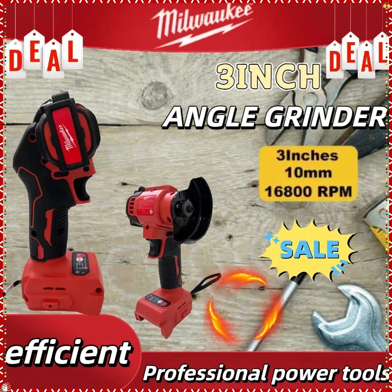 

Milwaukee 3-дюймовая мини-угловая шлифовальная машина Беспроводная угловая шлифовальная машина Полировальный станок Бесщеточные алмазные шлифовальные инструменты