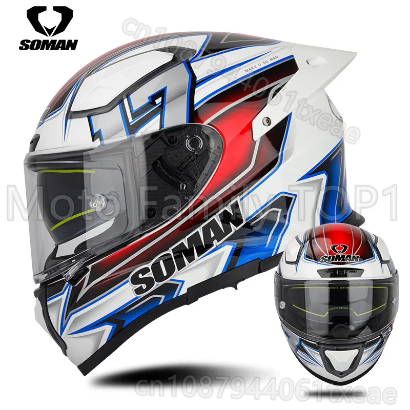 

SOMAN мотоциклетный двойной объектив для езды из стекловолокна, локомотив, полный шлем, космический линкор, мотоциклетный шлем