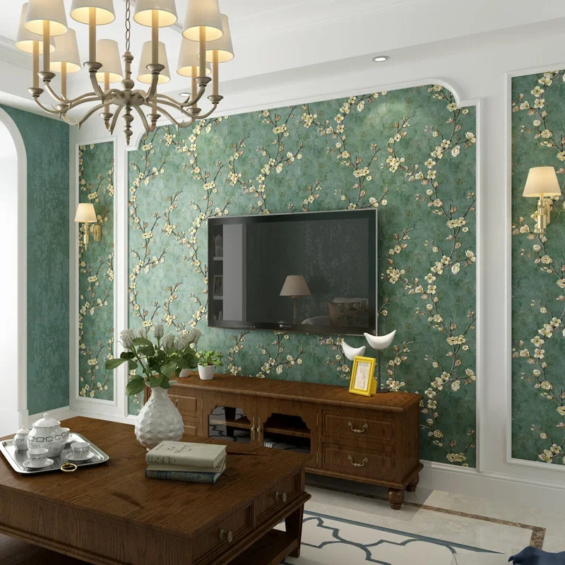 American country wallpaper non-woven 3D three-dimensional pastoral bedroom living room AB version with TV background wallpaper