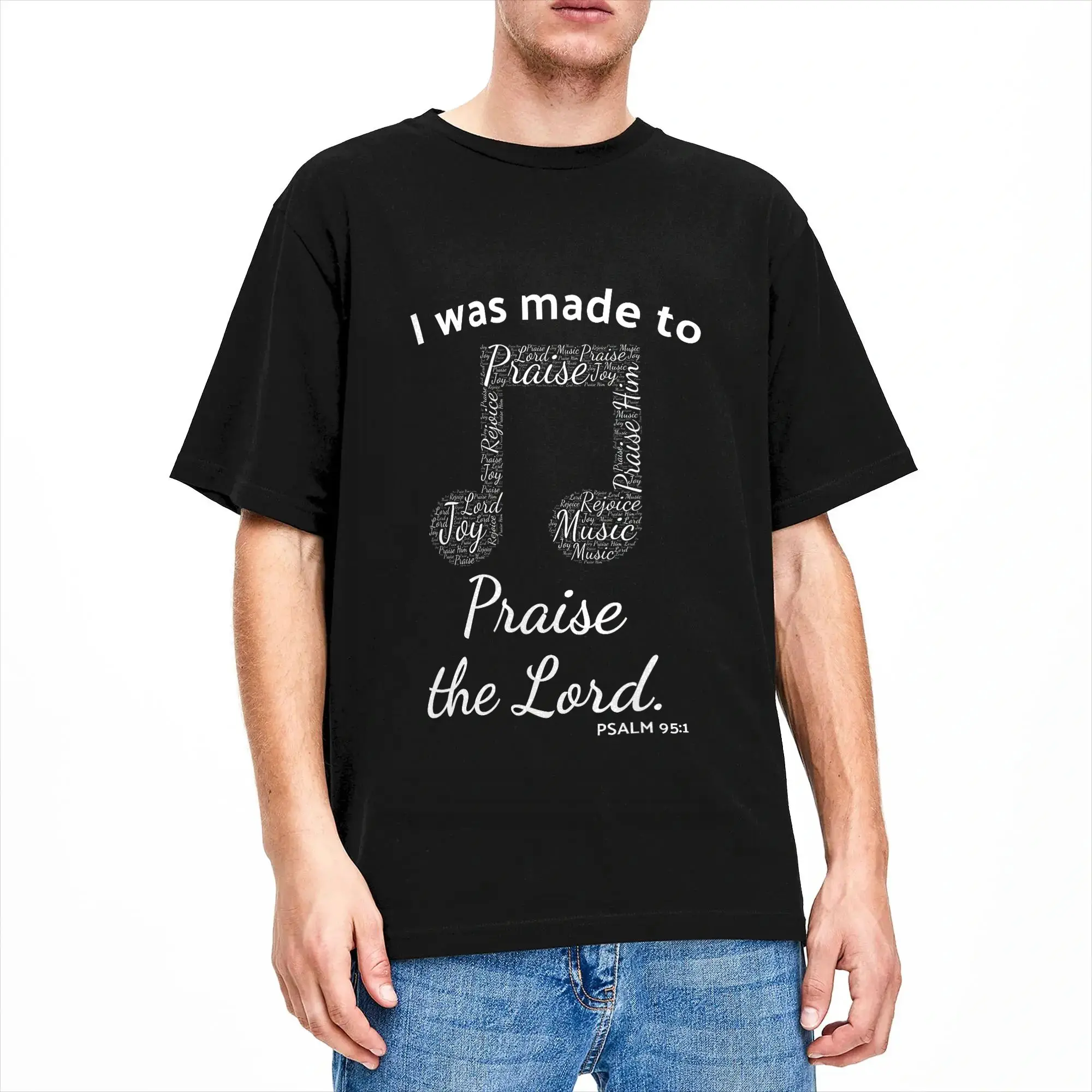I was Made to Praise The Lord Christian Music Word Cloud T-Shirt Summer Harajuku T-Shirts Cotton O Neck Plus Size Tees
