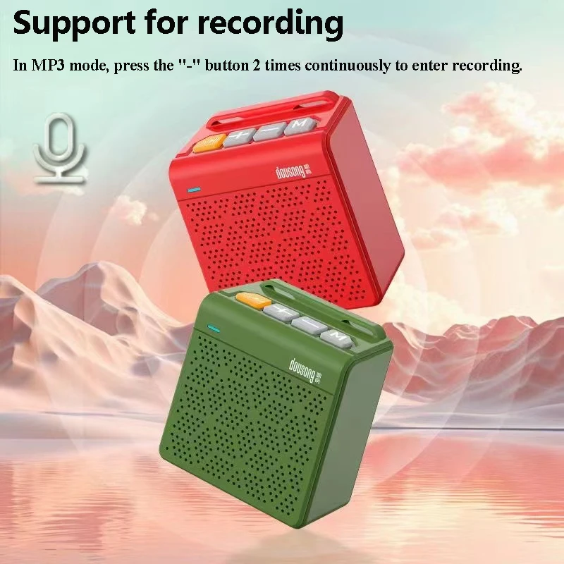 미니 휴대용 블루투스 스피커, TWS 연결 스테레오 사운드바, 무선 MP3 음악 플레이어, 녹음기 지지대 FM TF 카드 헤드폰