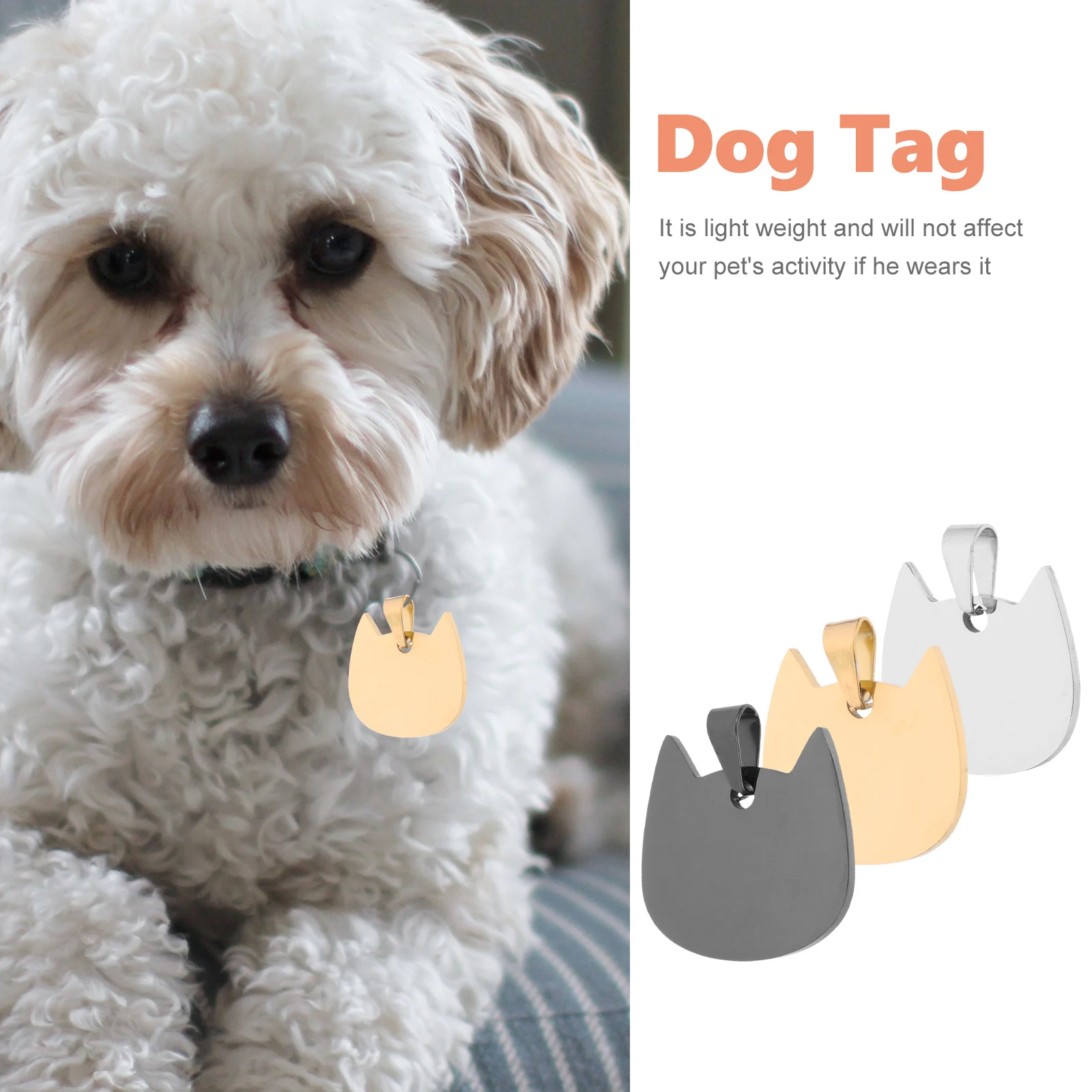 3Pcs Pet ID Puppy Tag Name Tags New Stainless Steel Pet Paw Puppy Pendant Charm Accessories Jewelry Cat Dog Engraving Collar