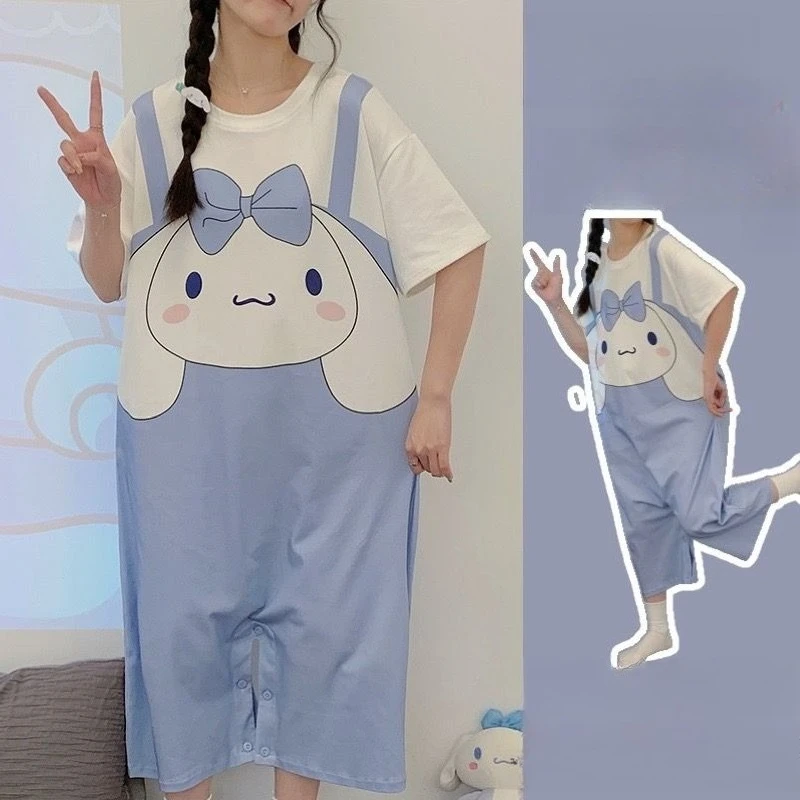Sanrio Kuromi-mono estampado Cinnamoroll Bad Badtz-Maru para mujer, mono estético de estilo coreano, bonito y juguetón Y2k Clean Girl