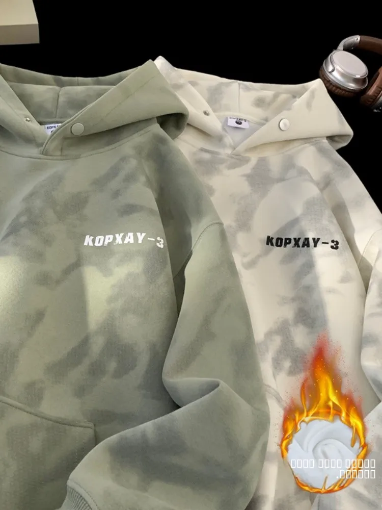 

Мужская толстовка с капюшоном American Dyed: новая осенне-зимняя коллекция, модный бренд, утепленная, свободная повседневная верхняя одежда