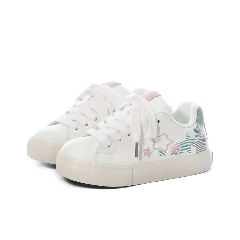 Modische, lässige, bestickte Low-Top-Boardschuhe für Damen mit rundem Kopf und einfachem Vulkanisation