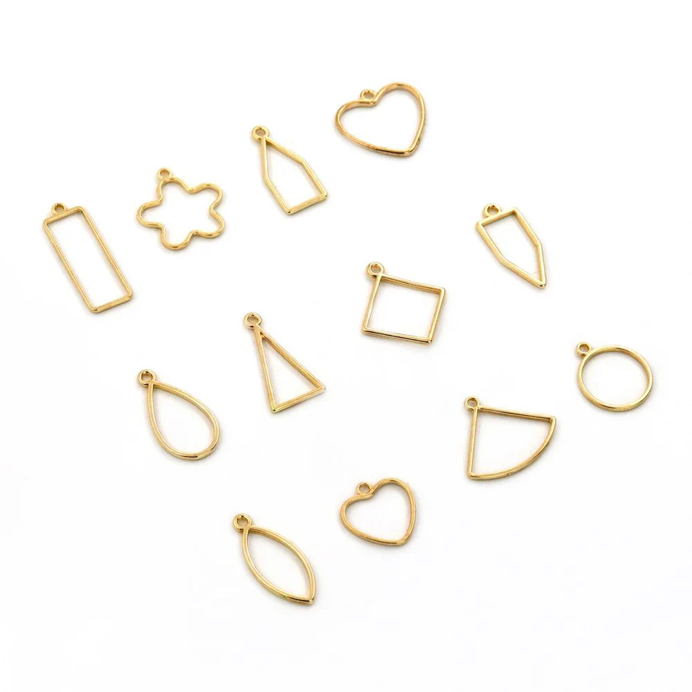 50pcs Mixed Star Moon Heart Earring Charm Metal Mold For Jewelry Making Diy Accessories Supplies Bracelet Pendant Wholesale