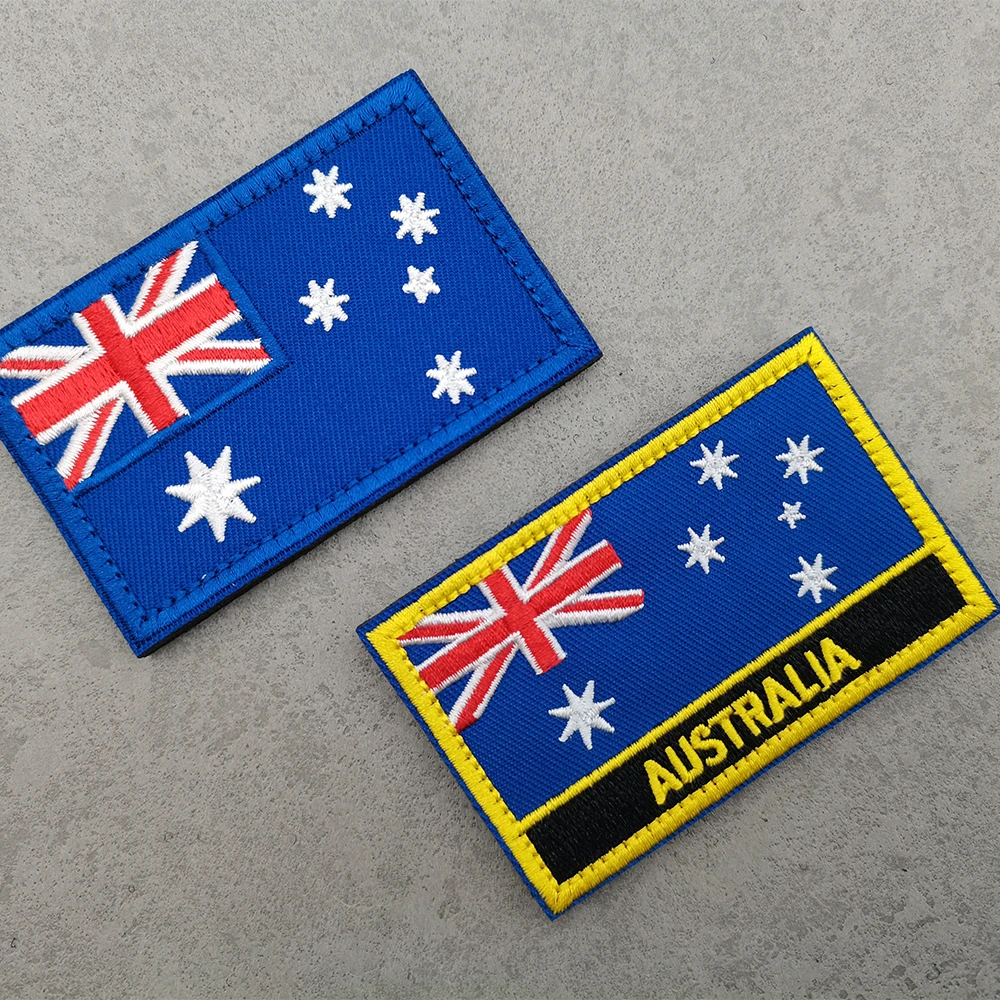 Australia Flag Embroideried Patches Appliqued Australian 3D Rubber Sticker For Clothing Backpack