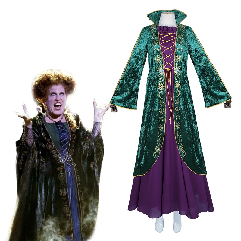 

Adult Women Halloween Costumes Cosplay Movie Winifred Sanderson Medieval Vintage Robe Stage Themed Party Roles Playing Dresses