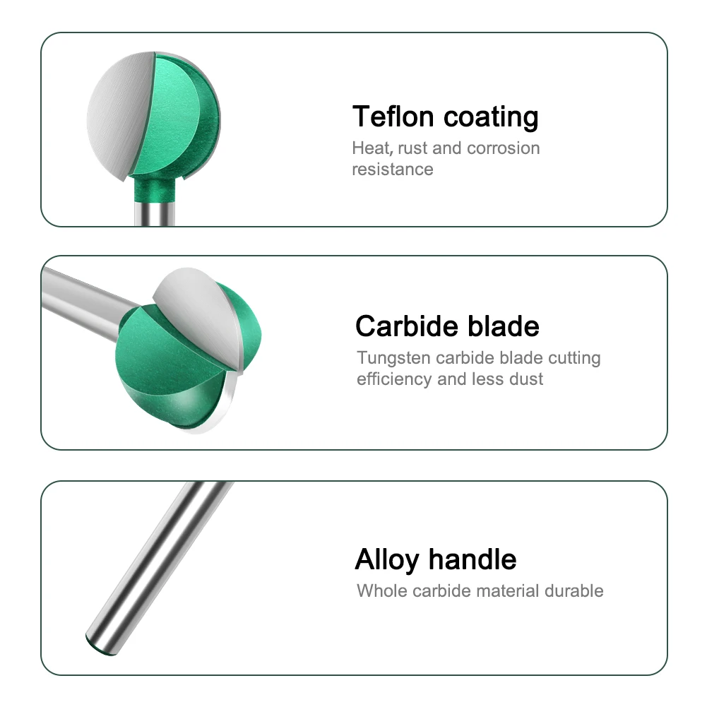 3mm 6mm Shank Ball Nose Round Carving Bit Cove CNC fresa Ball End Groove Router Bits carburo di tungsteno strumenti per la lavorazione del legno