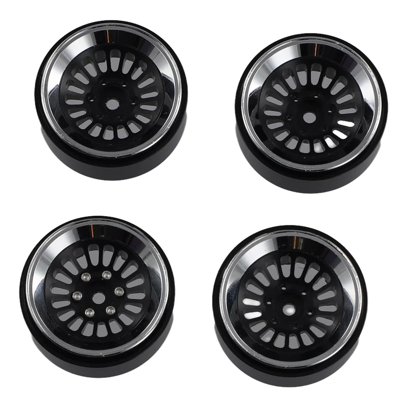 

【B74A】8PCS 1.3 Inch Beadlock Wheel Hub Rims For RC Crawler Car Axial 1/24 1/18 TRX4M SCX24 Upgrade Parts,Silver & Black