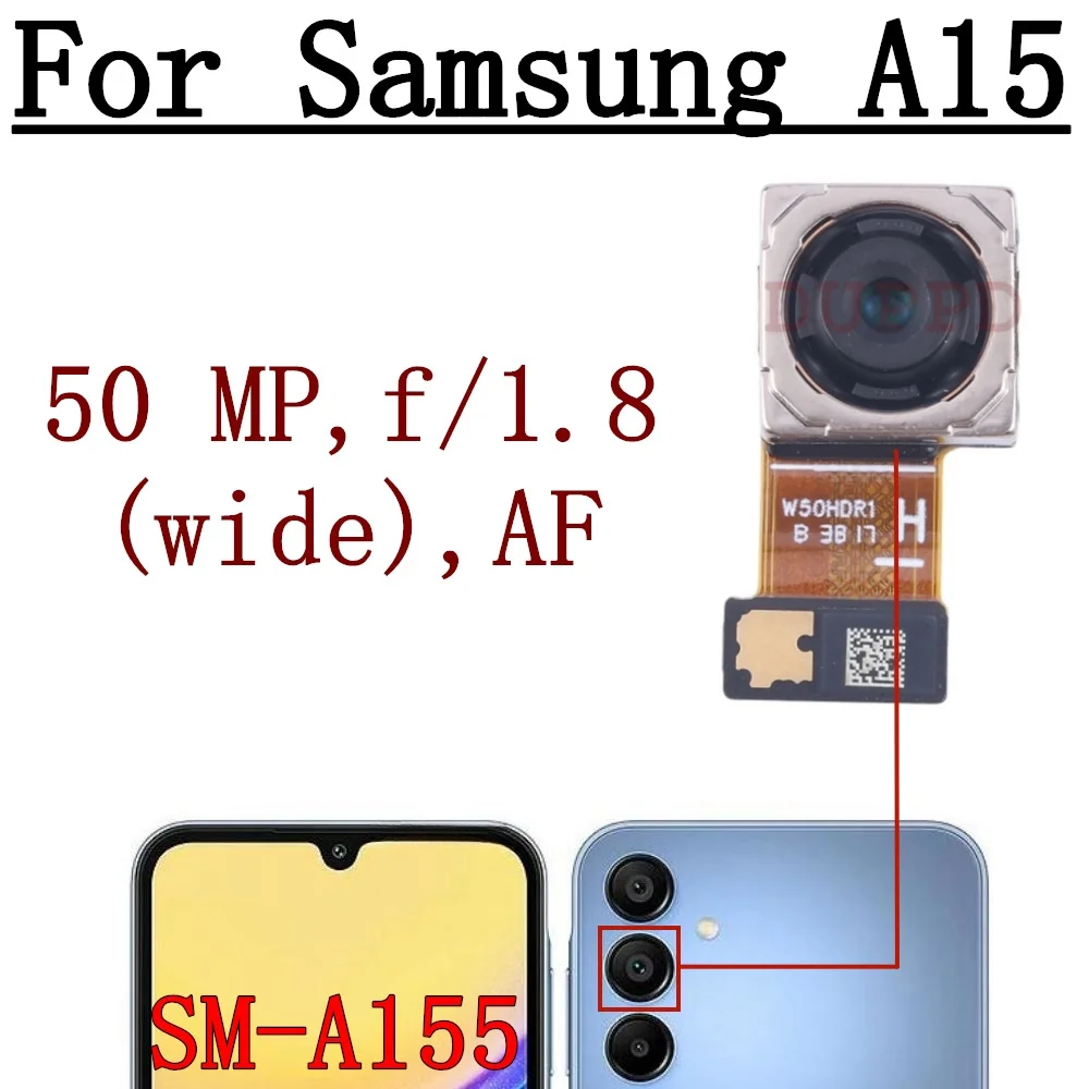 Front Rear Camera For Samsung Galaxy A15 SM-A155F A155P A155M Wide Macro Main Back Camera Module Flex Cable