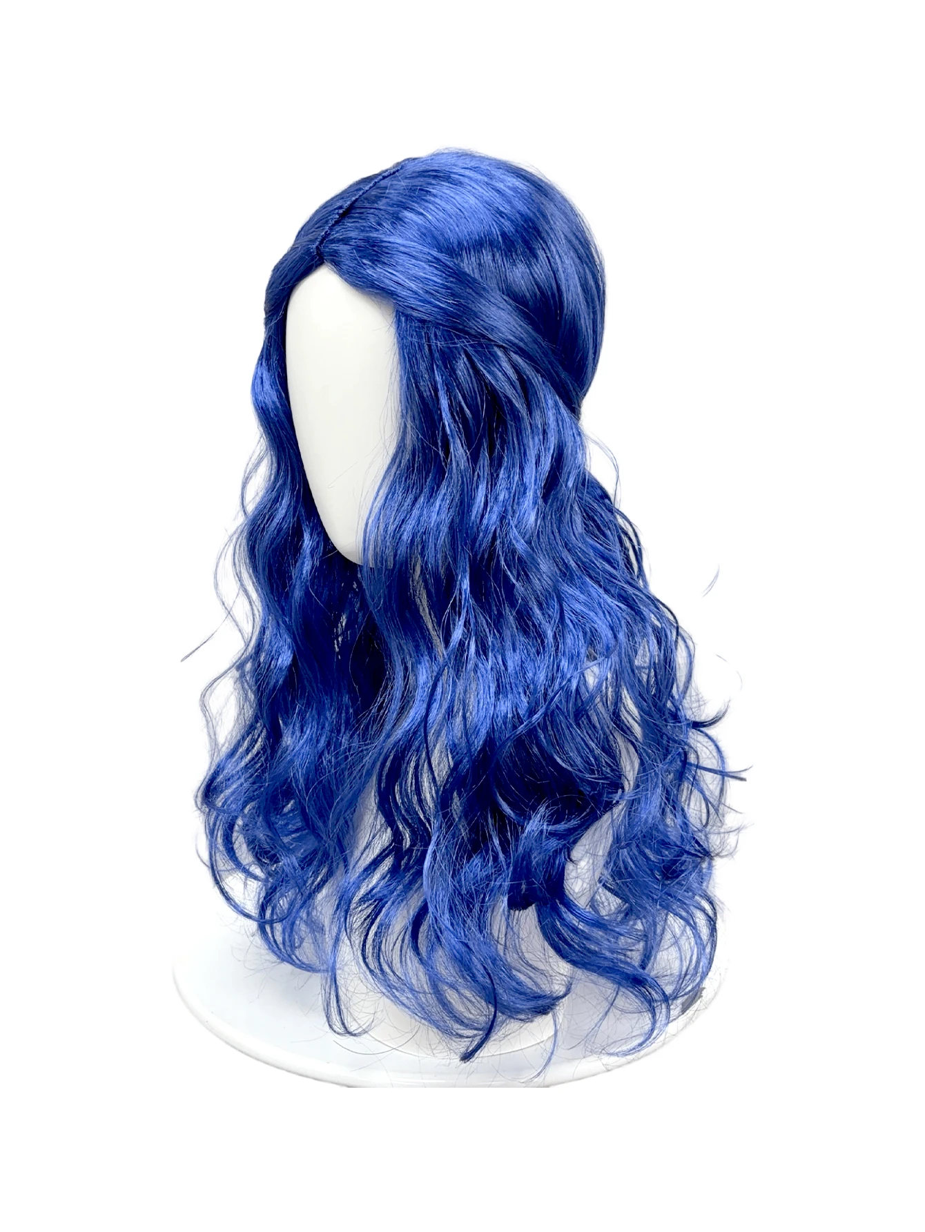Bright Blue Half Up Long Wavy Wig Synthetic Hair Middle Part Anime Cosplay Halloween Costume Party Full Wigs for Women Girls