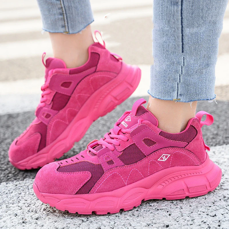 women fashion breathable steel toe covers work safety shoes brand designer worker security boots summer tooling footwear protect