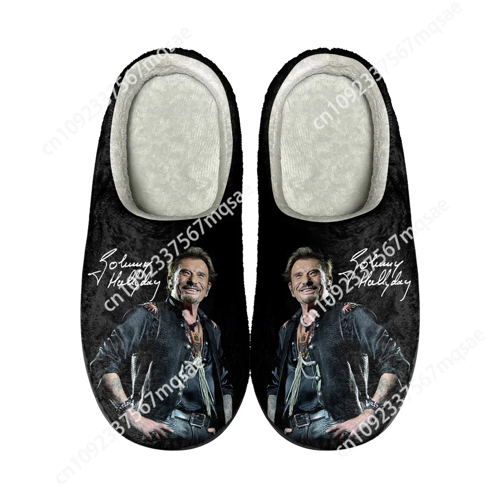 Johnny hallyday rock star casa chinelos de algodão personalizados de alta qualidade unisex pelúcia moda casual manter sapatos quentes chinelo térmico