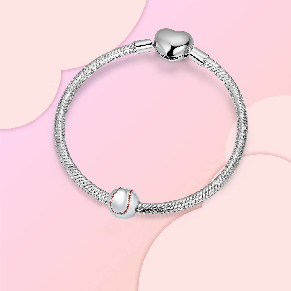 925 Sterling Silver Baseball Pendant Charm Fit  Charms Bracelets Women DIY Jewelry Gift