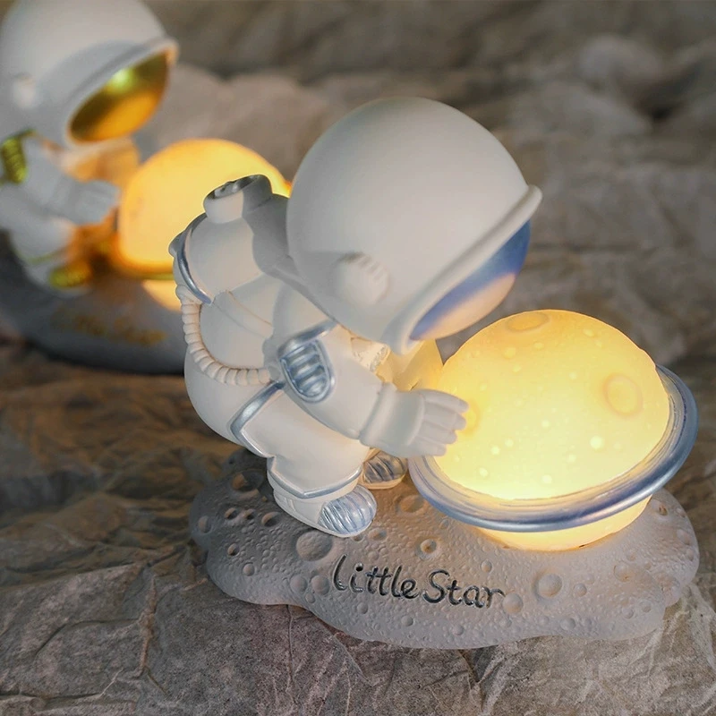 Astronaut Ornament Yellow Moon Ambient Light Office Wine Cooler Decorations Modern Astronaut Desktop Ornaments Modeling - view 4