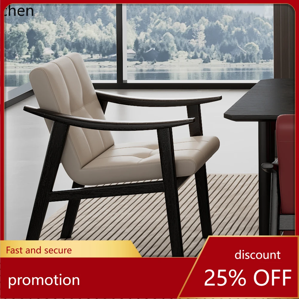 ZML Minimalist Dining Chair Home High-end Backrest Sofa Chair Solid Wood Chair