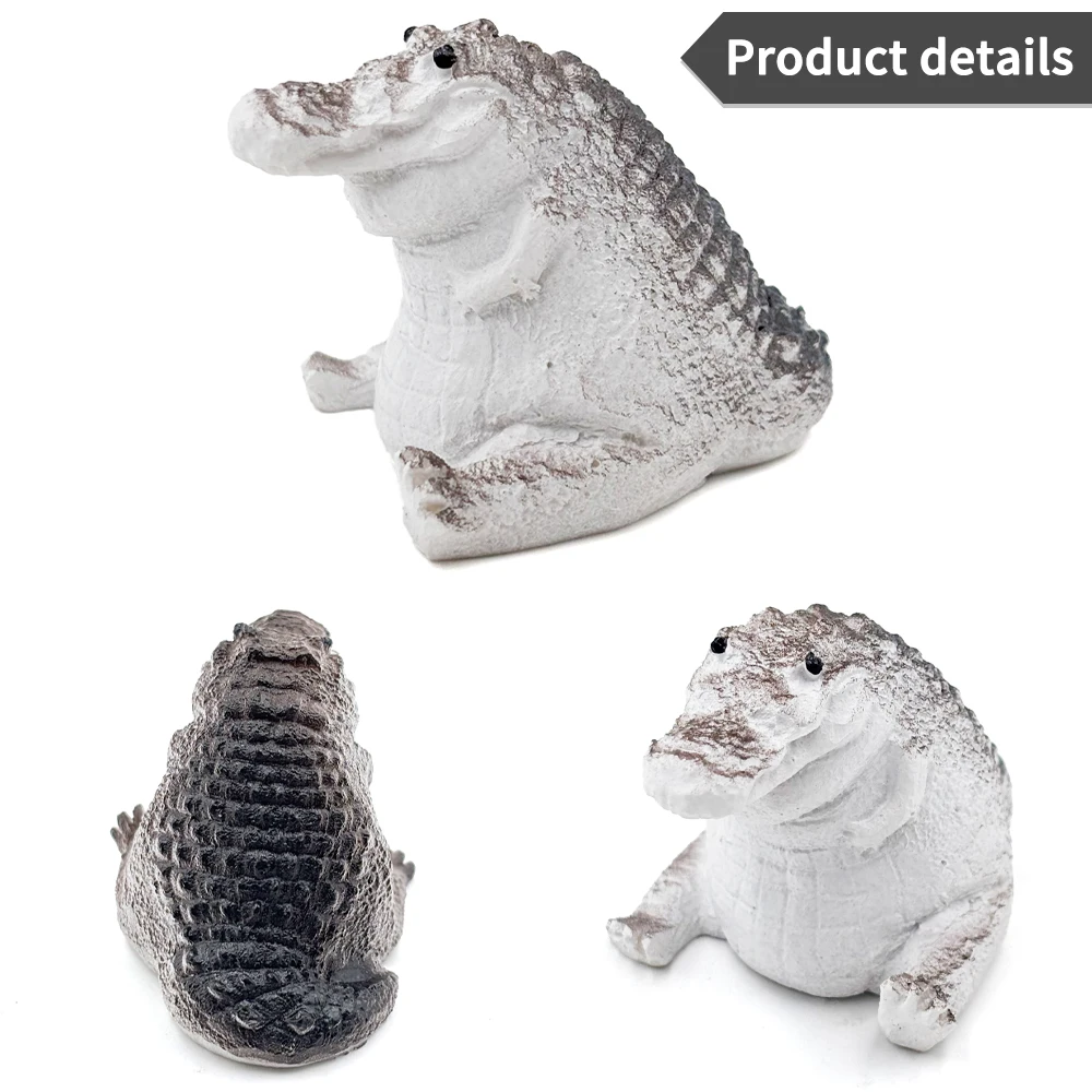 Mini Resin Baby Crocodile Statue Ornaments Garden Courtyard Animal Decorative Sculpture For Outdoor Lawn Home Garden Decoration