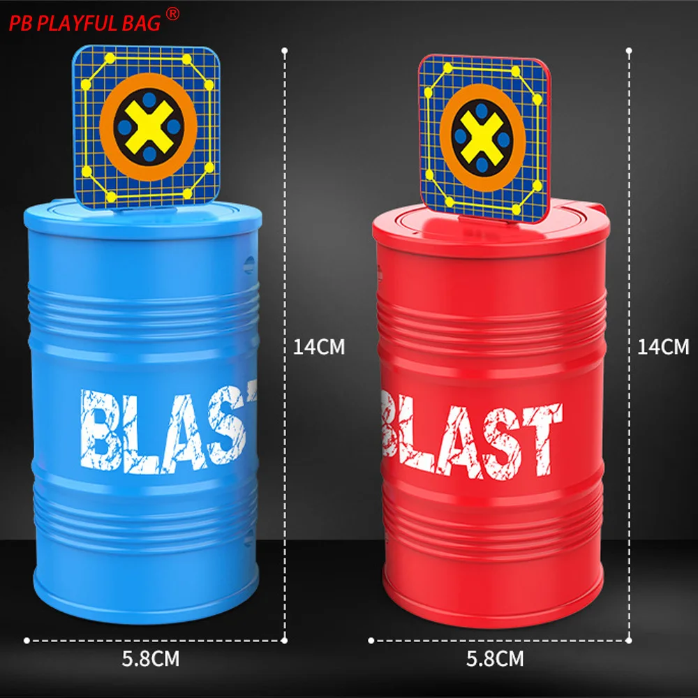 Jogo de tiro ejeção barril de óleo alvo vermelho azul disponível ejeção airdrop caixa brinquedo alvos arma entretenimento qj45