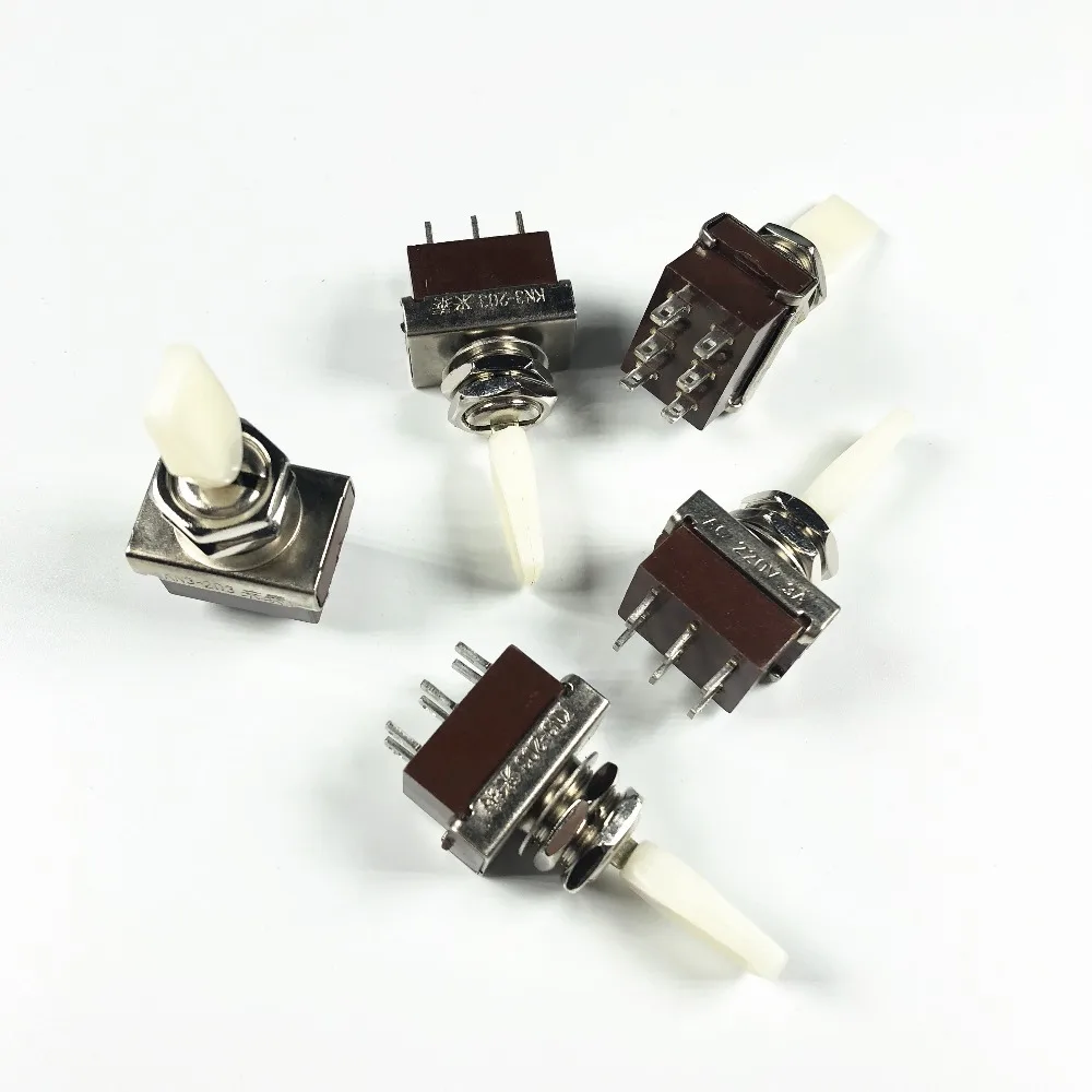 5 sztuk AC 220V 3A DPDT On/Off/On utrzymany Lcoked 3 Positon 6 Pin Mini przełączniki dźwigniowe KN3-203 — zdjęcie 3